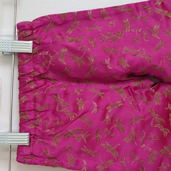 18M Mimi & Maggie Pink Red Gold Pants Shiny Dragonfly Drawstring Bottoms - Picture 9 of 12